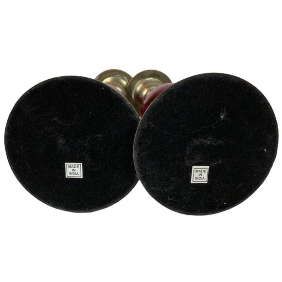 Vintage Yankee Candle Nickel & Cranberry Glass Candle Holders Set Of 2 India - Picture 5 of 6